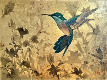 Green Bird in a Garden by P. Colby Myer