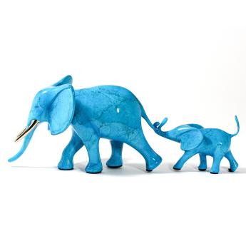 Marching Elephant and Baby by Loet Vanderveen