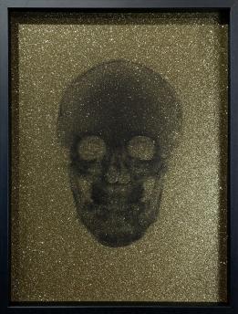 Crystal Skull: Black on Gold by Nick Veasey